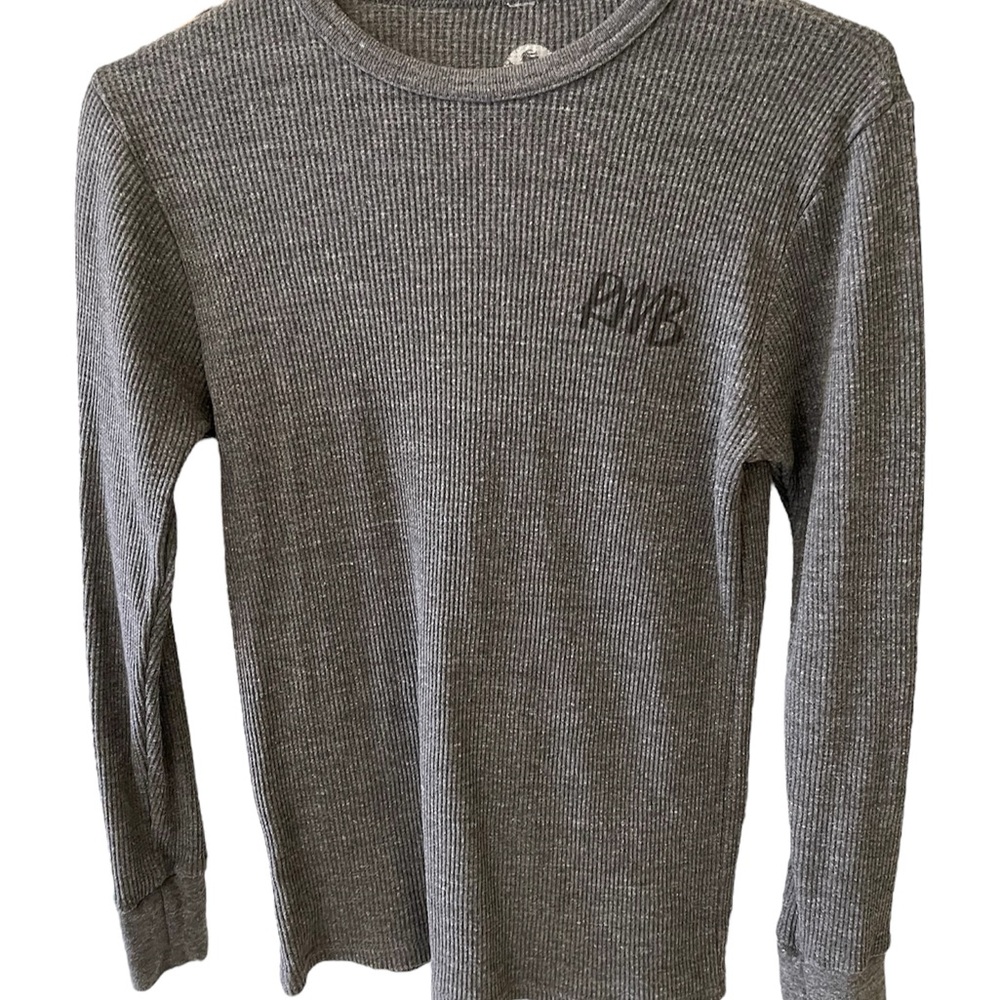 Gray Long Sleeve Ribbed Top